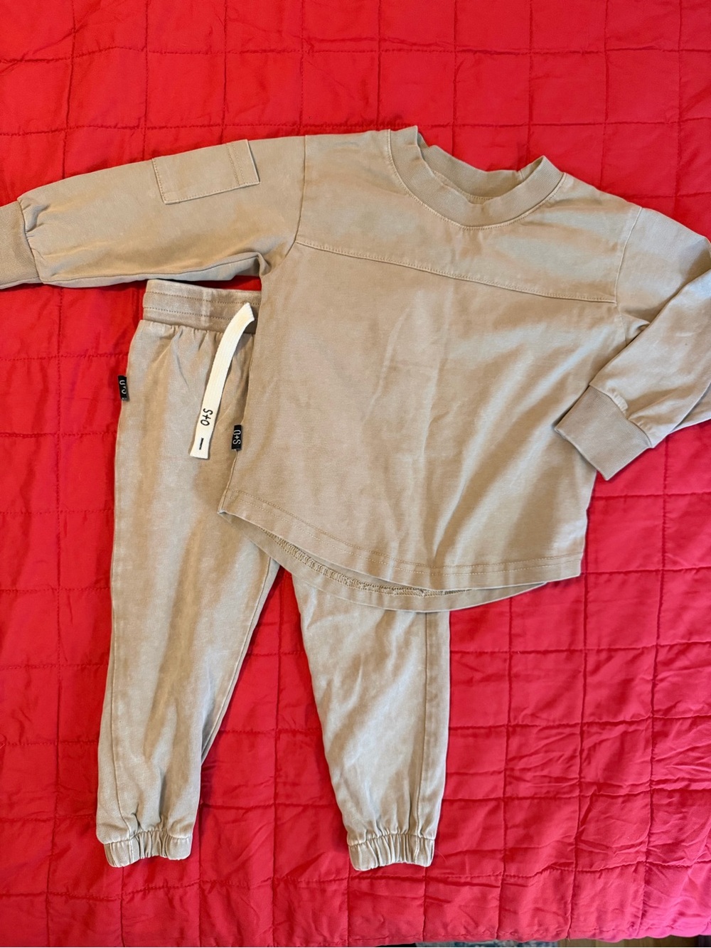 Kids Neutral Taupe Sweatshirt & Jogger Matching Set